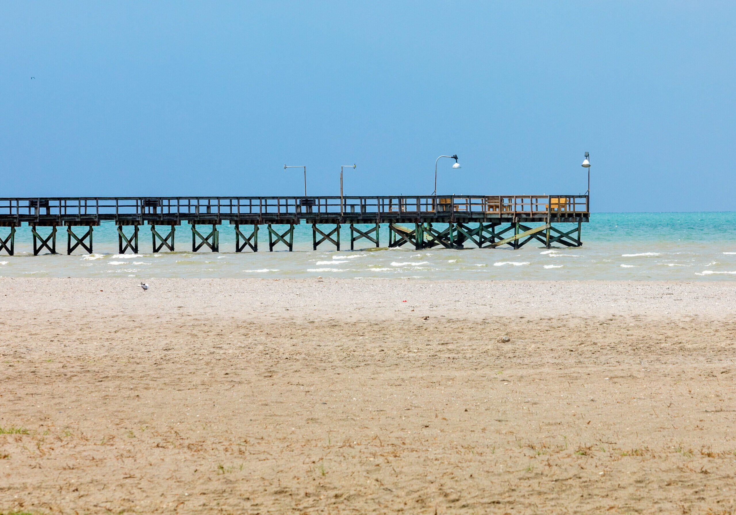 Fishing pier in Port O'Connor Texas. Gulf Of Mexico