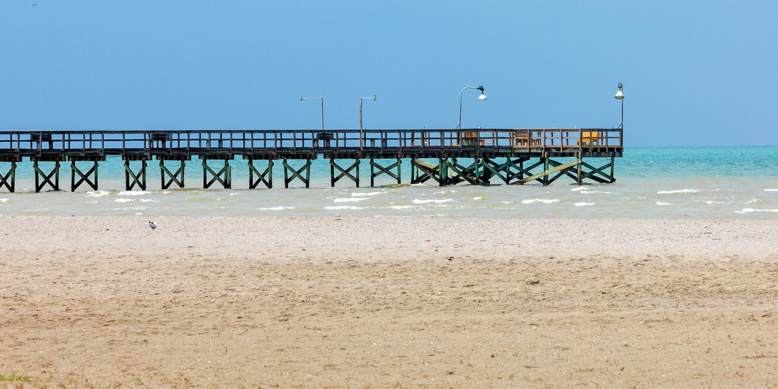 Fishing pier in Port O'Connor Texas. Gulf Of Mexico